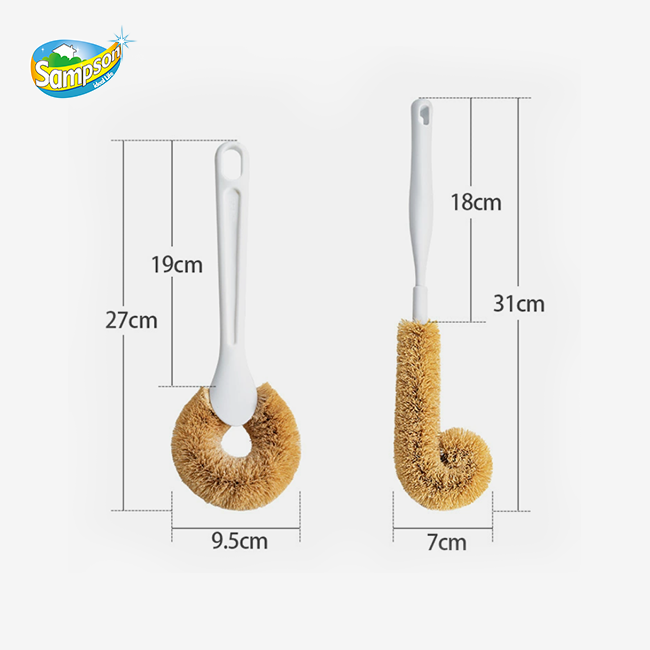 Natural White Coconut Fiber Pan Brush Natural White Coconut Fiber Pan Brush